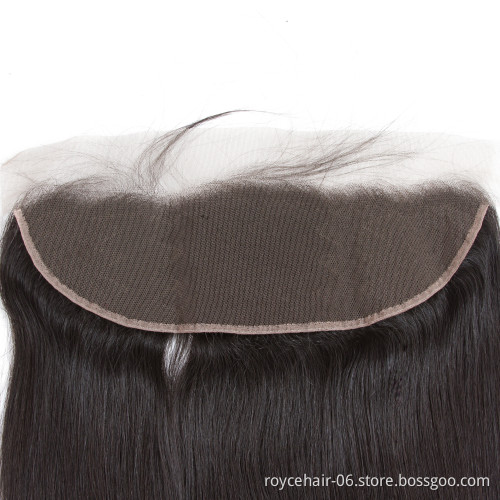 Hot Sale  Raw Virgin Cuticle Aligned Mink Human Hair Transparent Pre Plucked Ear To Ear 13*4 Lace Frontal Closure With Baby Hair